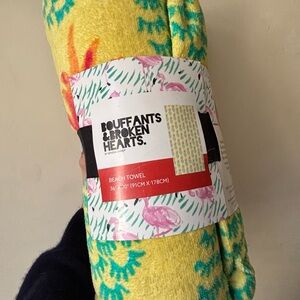 Bouffants & Broken Hearts Yellow Beach Towel